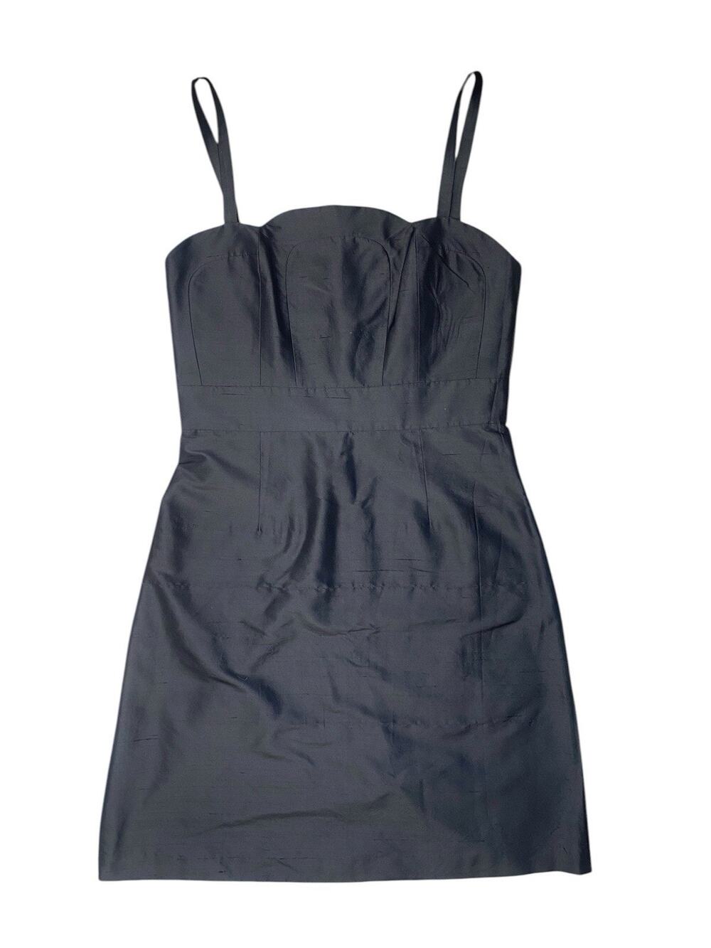 CK Bradley Dress Womens Size 10 NEW Black Mini Blue Silk Lined Scalloped Neck